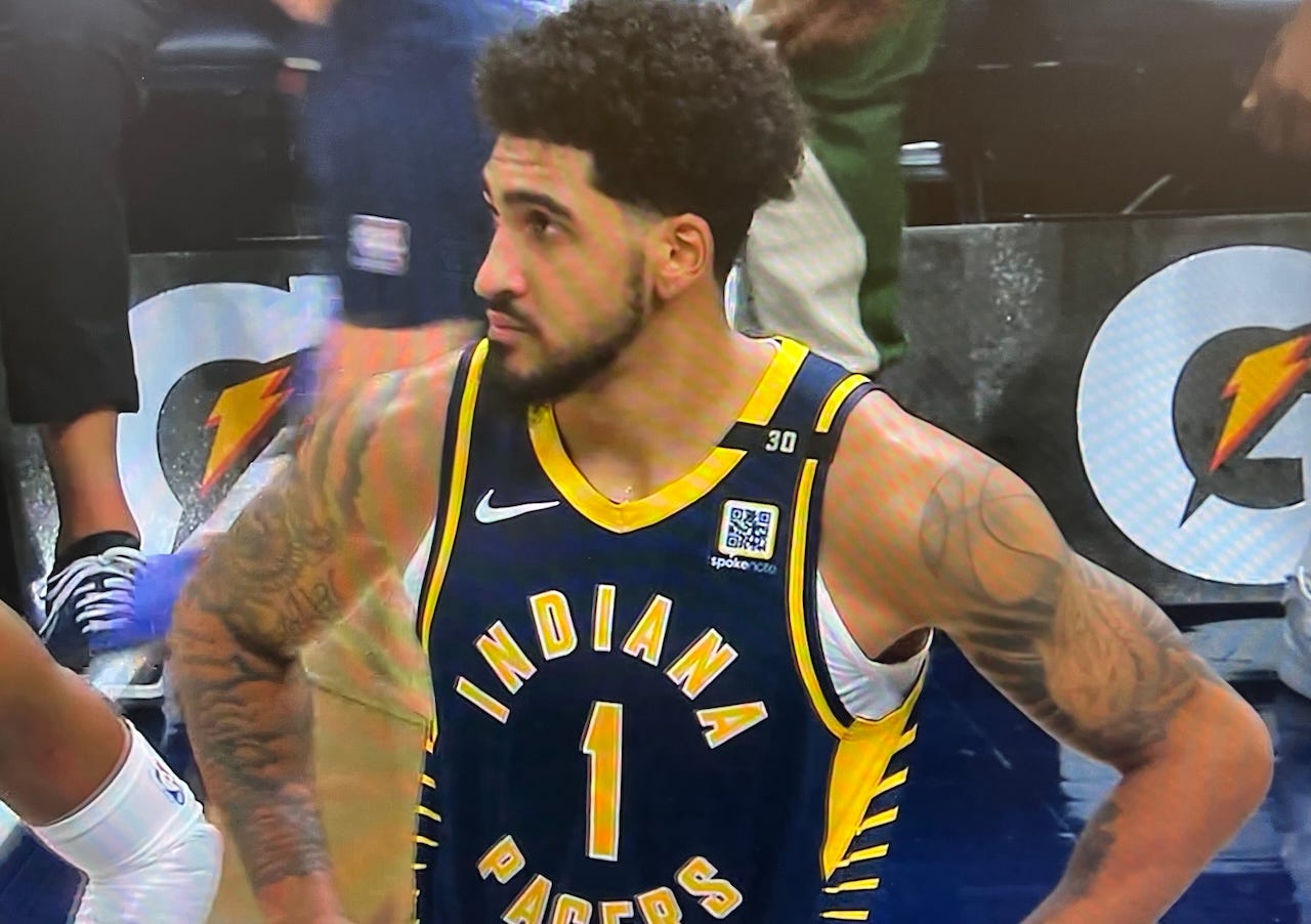 The Pacers updated their uniforms on Jan. 3, 2024 with a new black strip and ‘30’ on it to honor McGinnis.