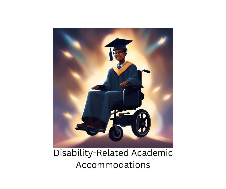 AI generated picture of a student of color using a power wheelchair. They are in a graduation cap and gown.