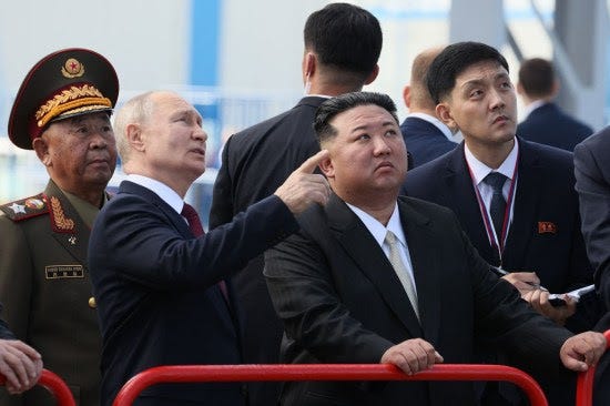 Russian President Vladimir Putin and North Korean leader Kim Jong Un visit a Russian spaceport.