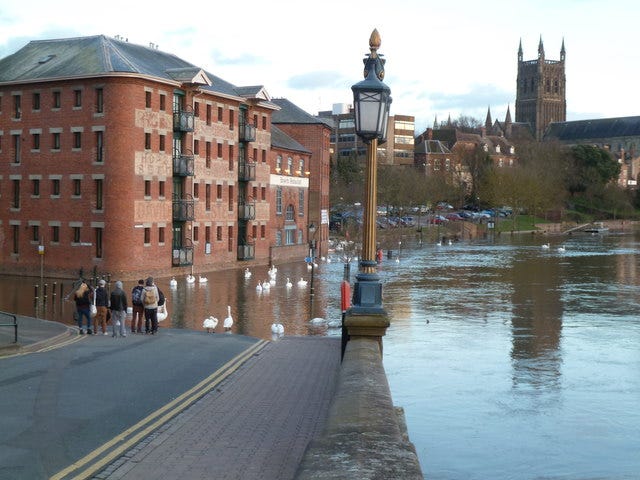 River Severn flooding in Worcester in 2013