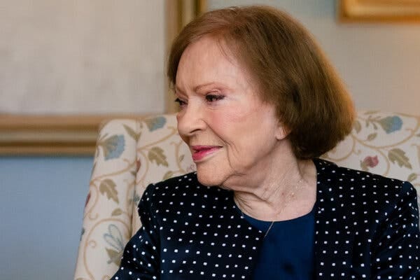 The former first lady, Rosalynn Carter, smiles during an interview at her home in Georgia.
