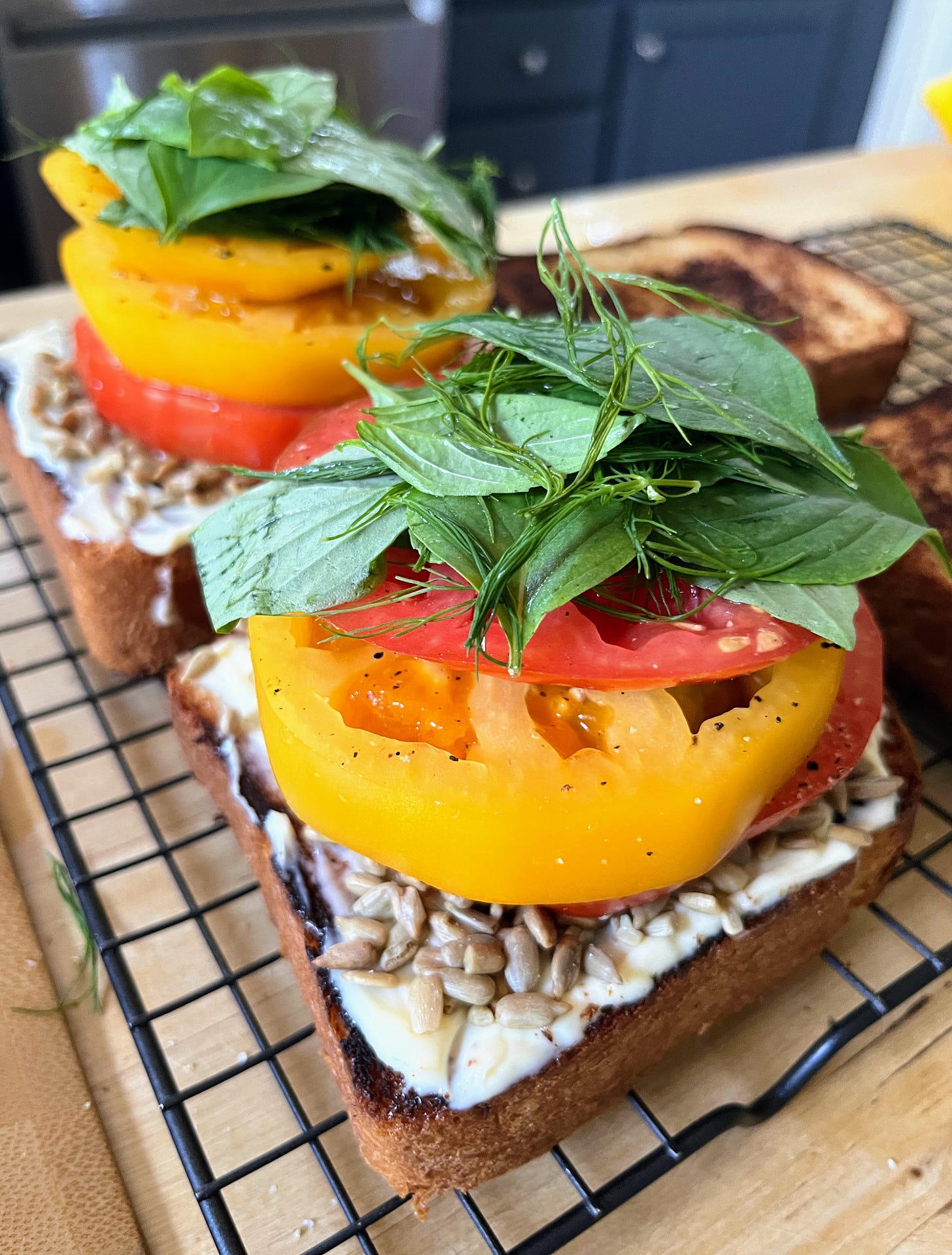 Open face tomato sandwich