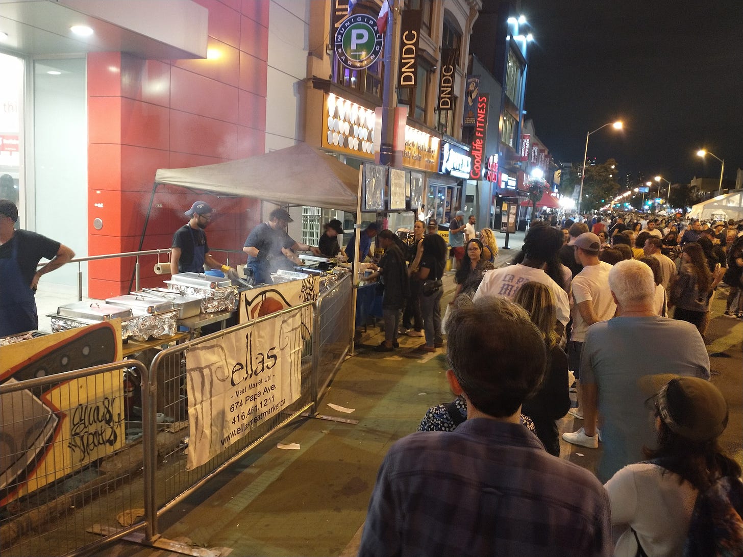 Evening lineup for grilled meat at Taste of the Danforth
