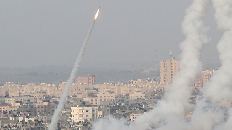 Rockets were fired from Gaza City towards Israel