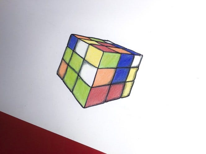 My quick rendering of an unsolved Rubik's Cube