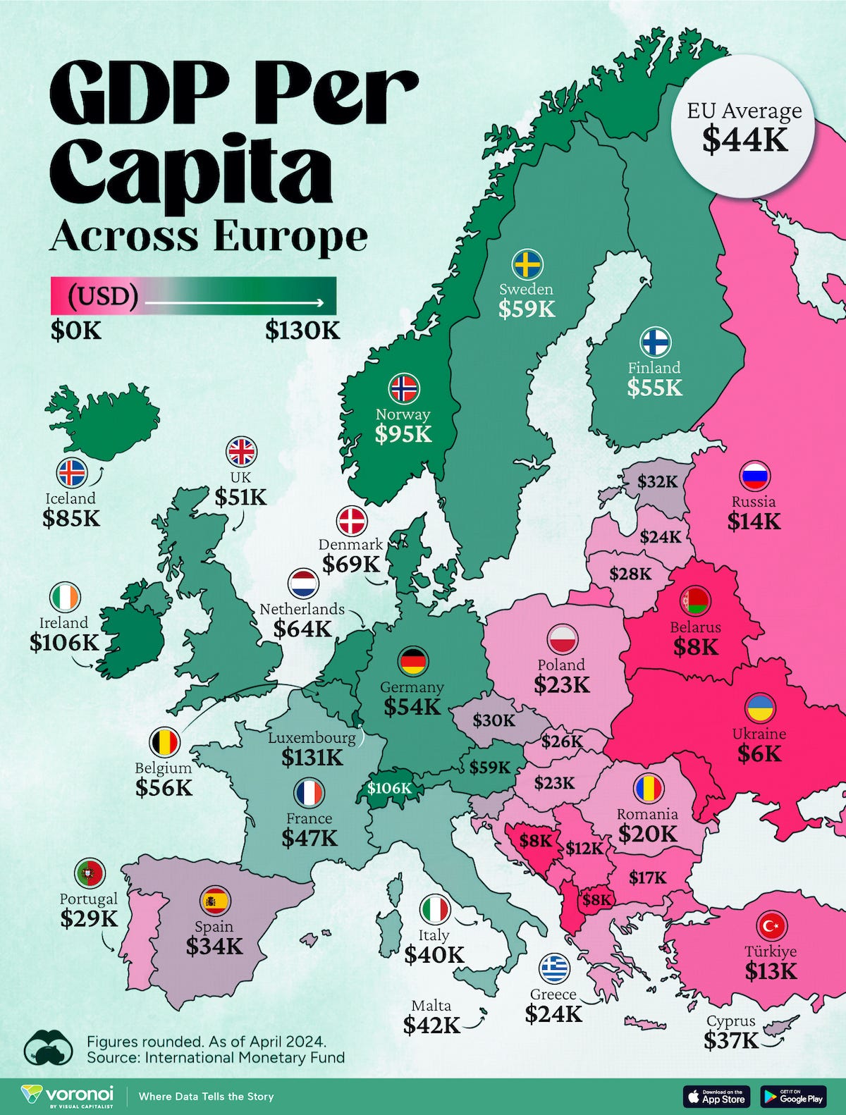 In cerca di idee | GDP per capita across Europe [Infographic]