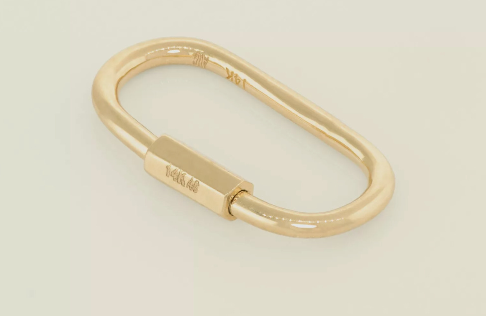 A 14k gold carabiner.