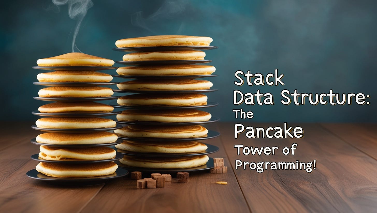 Stack Data Structure: The Pancake Tower of Programming! 🥞
Welcome, adventurer! Today, you’re diving into the magical world of stacks! No, not the kind of stack that makes up your unwashed dishes, but the kind that makes computer science go round. A stack is a data structure — and I promise it’s more fun than it sounds. Ready to build some towers of knowledge? Let’s roll!