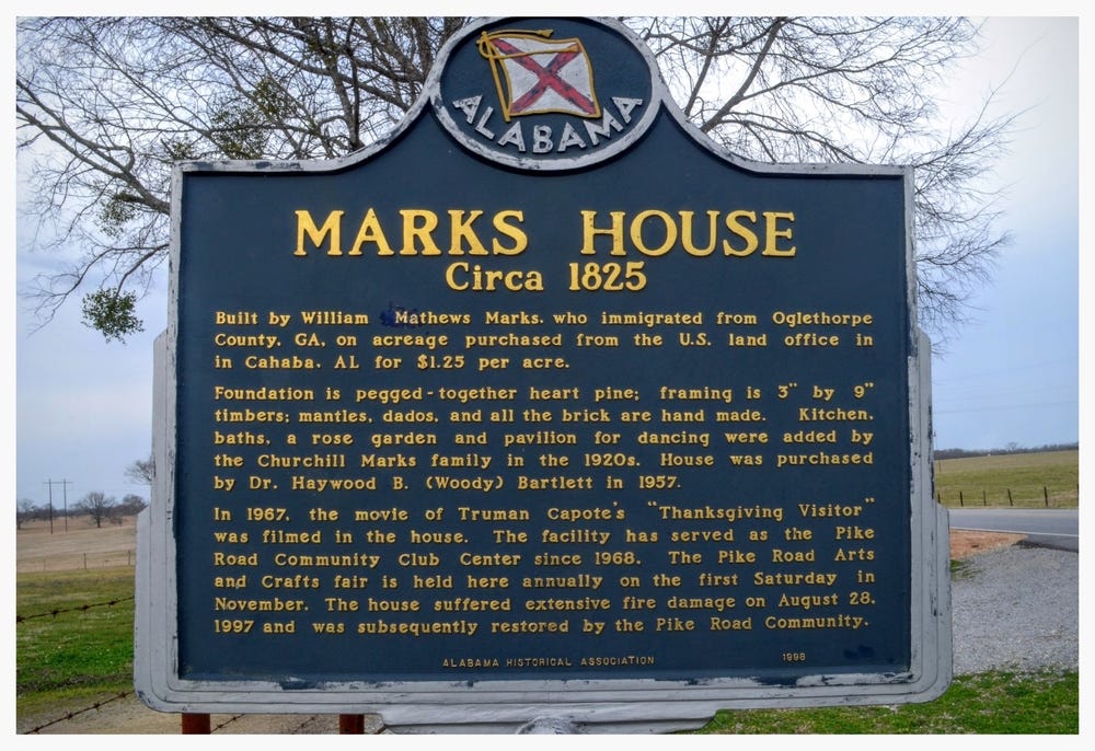 The Marks House historical marker, Pike Road, Montgomery County, Alabama