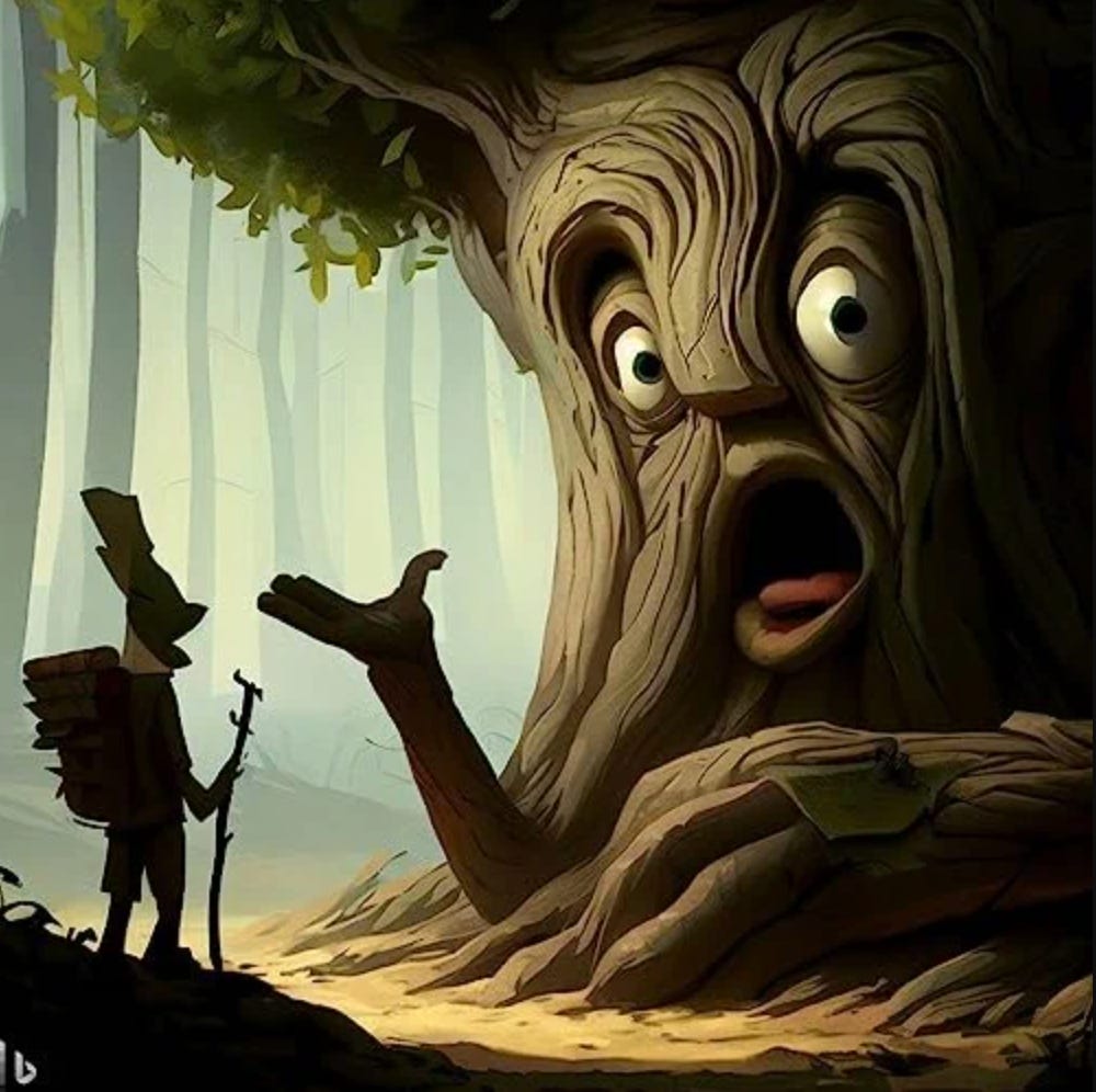 closeup of the album cover of "Whisper My Voice" by "Zaiydn Stachecki", which features an anthropomorphic tree and has a Bing logo in the lower left corner