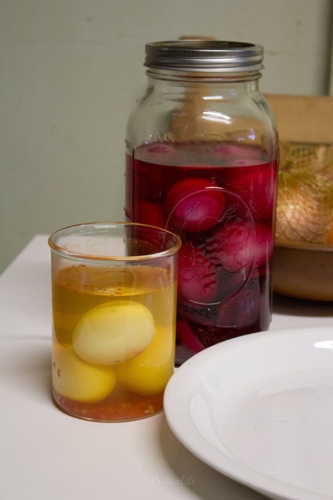 Two kinds of pickled eggs to try. 