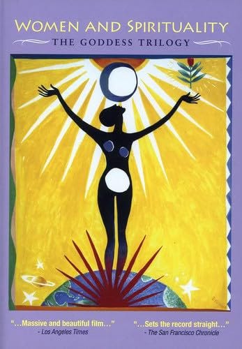 DVD dover purple background, yellow foreground with sylized primitive art of a female form, arms wide, sun-rays above her