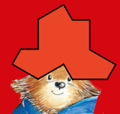 Paddington wearing a hat shaped like the hat tile described in Smith, Myers, Kaplan, and Goodman-Strauss' paper.