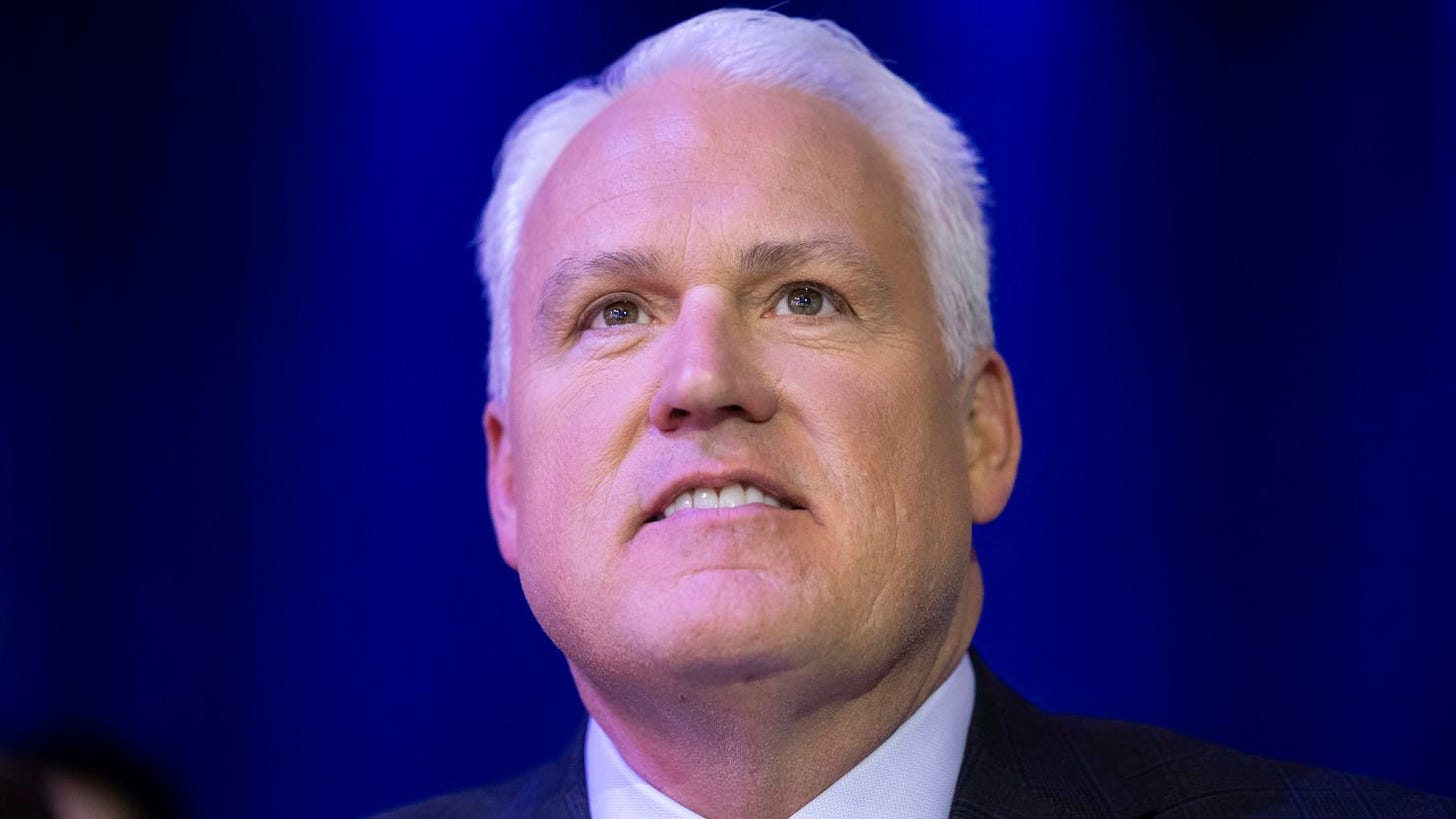 Conservative Political Action Conference Chair Matt Schlapp looks on during a speech during CPAC at the Gaylord National Resort and Convention Center in National Harbor, Md., March 3, 2023. (Francis Chung/POLITICO via AP Images)