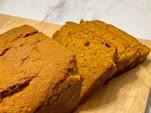 Sliced pumpkin spice loaf