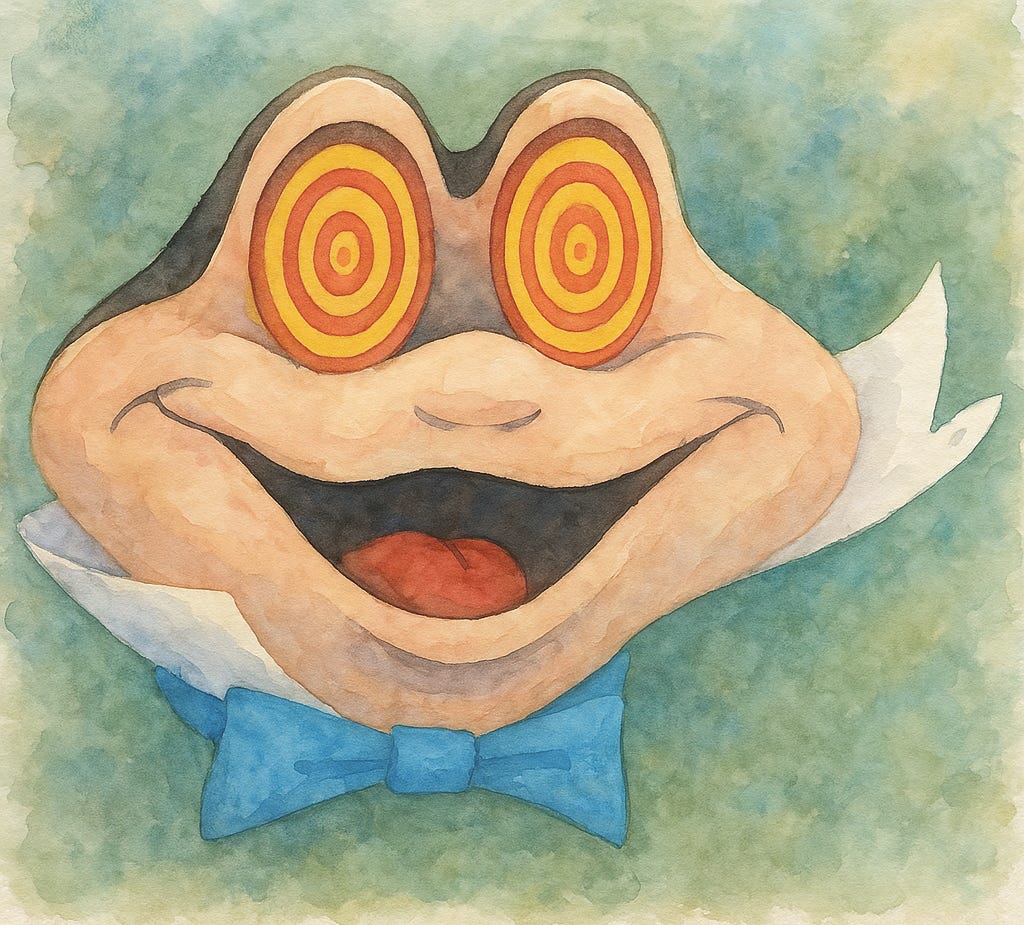 watercolor portrait of mr. toad from magic kingdom's mr. toad's wild ride