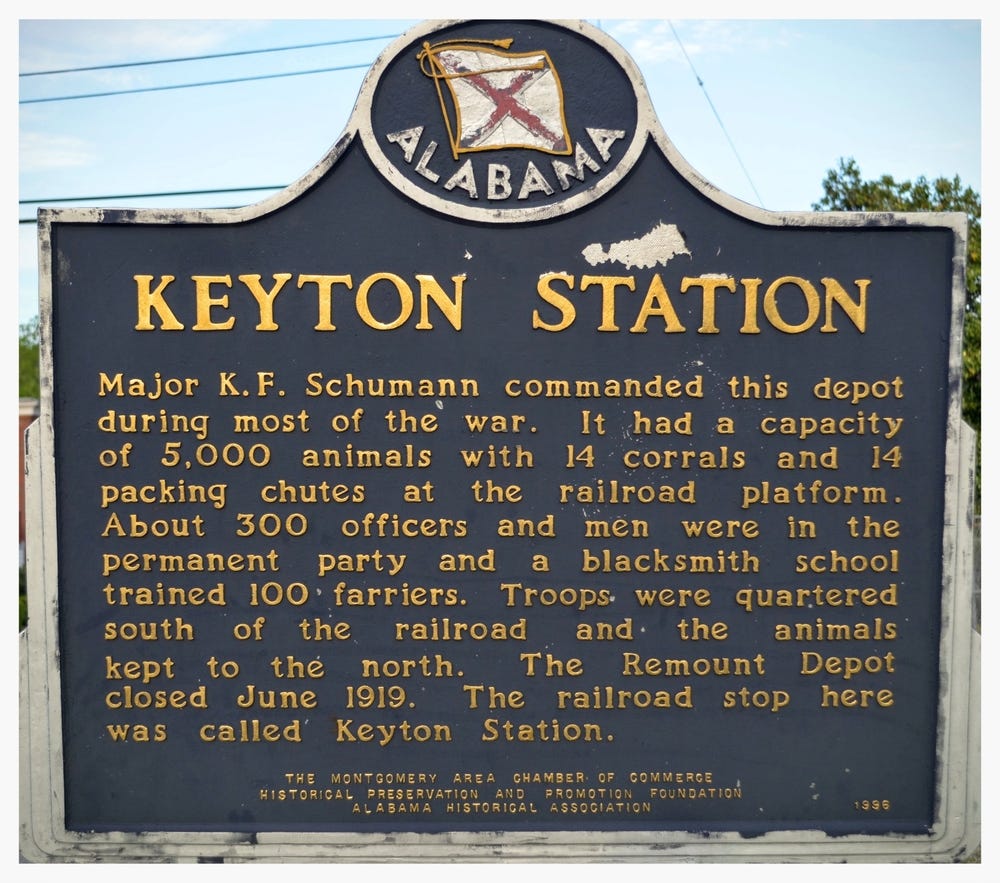 Reverse of Remount Depot historical marker, Montgomery, Montgomery County, Alabama