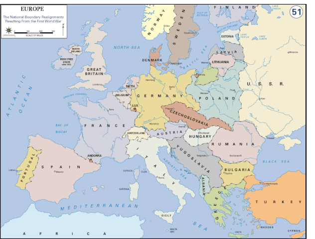Carte de l’Europe après le traité de versailles