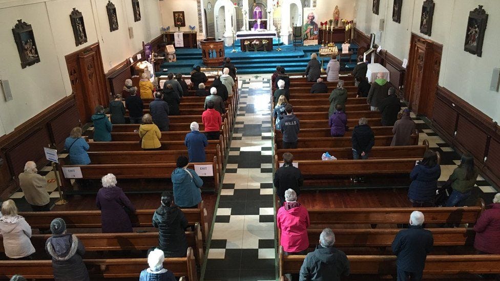 Covid-19: NI Catholic churches make cautious reopening - BBC News