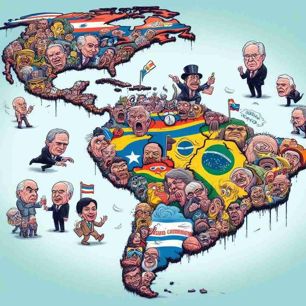 Populism in Latin America.  Image created with DALL-E artificial intelligence.