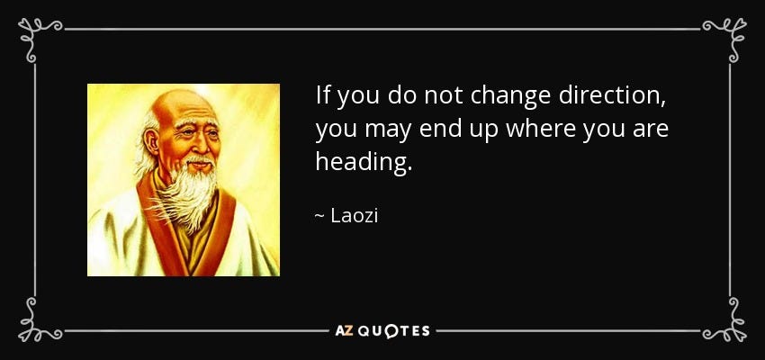 Laozi quote: If you do not change direction, you may end up...