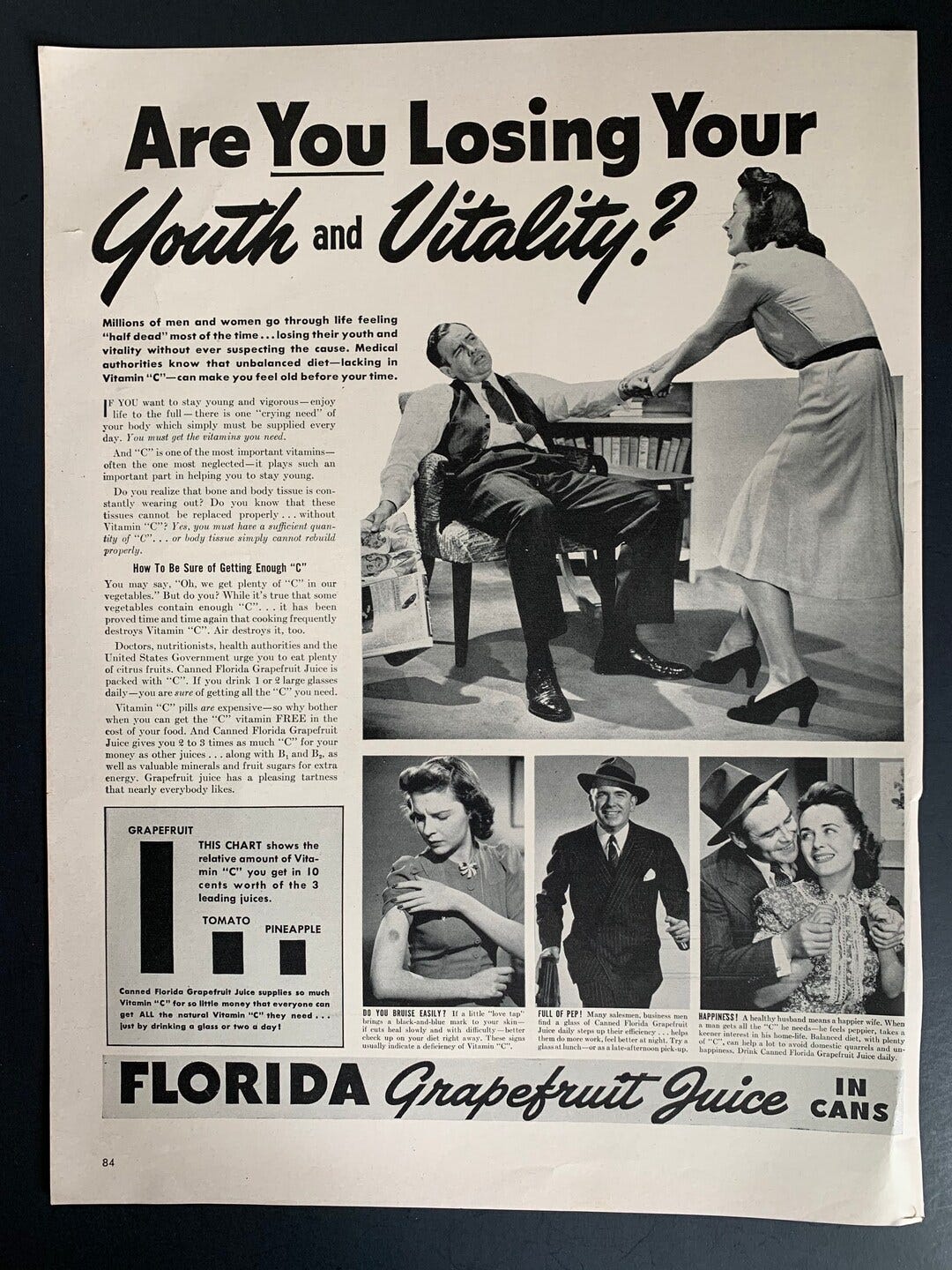 Vintage 1940s Florida Grapefruit Juice Advertisement - Etsy