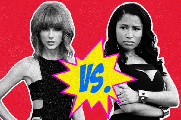 taylor swift vs nicki minaj feud biggest celebrity moments 2015