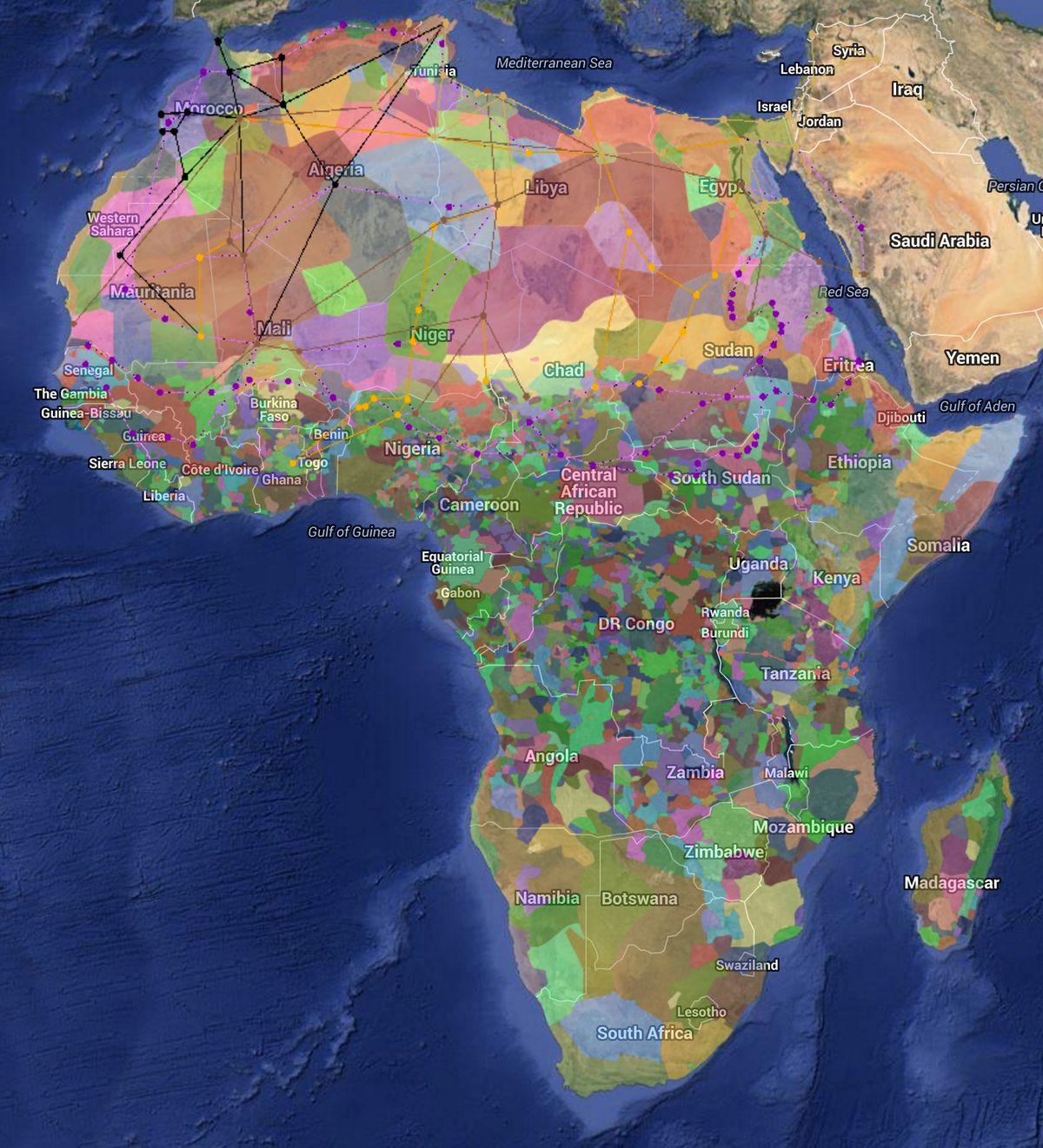 A color-coded map of Africa's Ethnic diversity