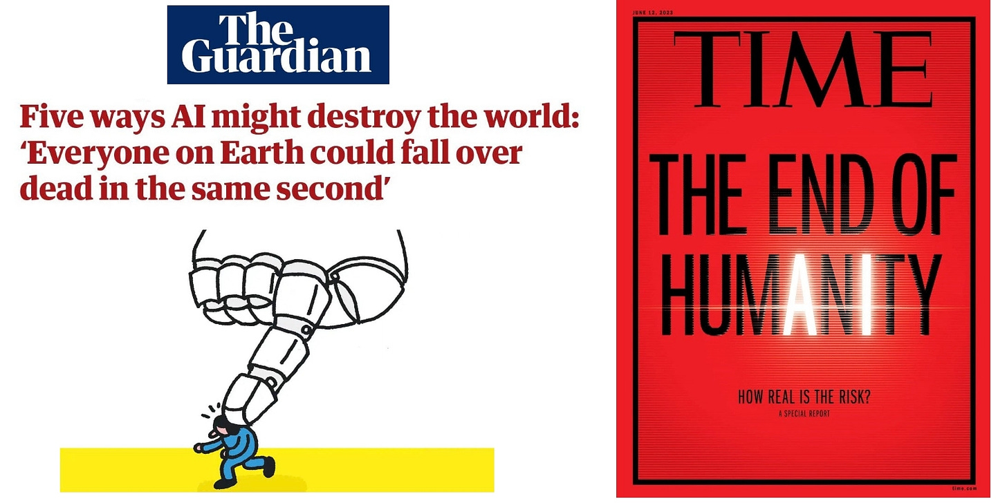 The Guardian Five ways AI might destroy the world TIME magazine The End of Humanity