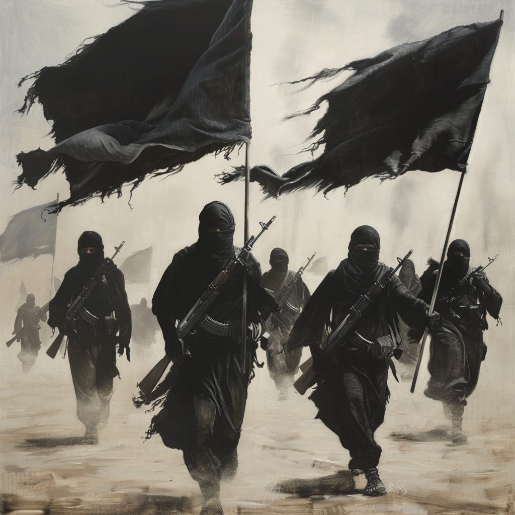 gregloving_middle_eastern_fighters_with_black_flags_dcff9f14-0ed1-4fae-887d-b5cb6a8dd712.png