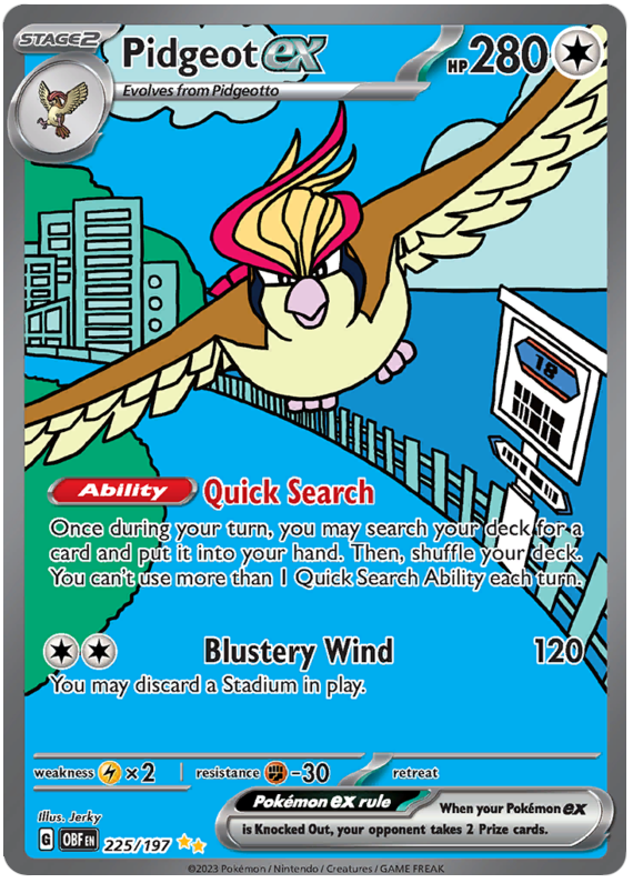 Pidgeot ex - Obsidian Flames #225 Pokemon Card