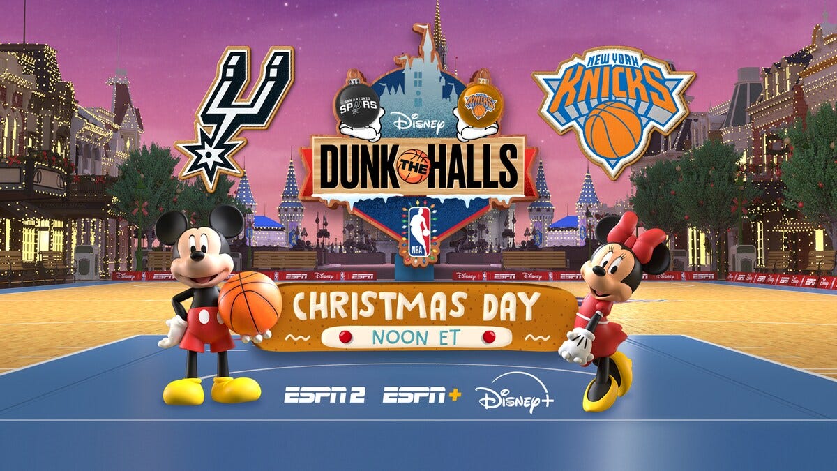 Slam Dunk! Disney, ESPN and the NBA Team Up to Present Dunk the Halls – the First Real-Time, Animated NBA Game: San Antonio Spurs vs. New York Knicks on Christmas Day