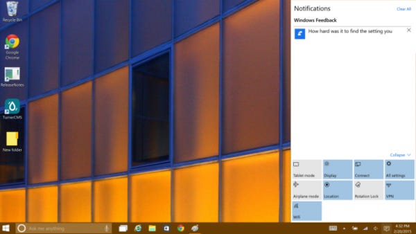 windows 10 action center