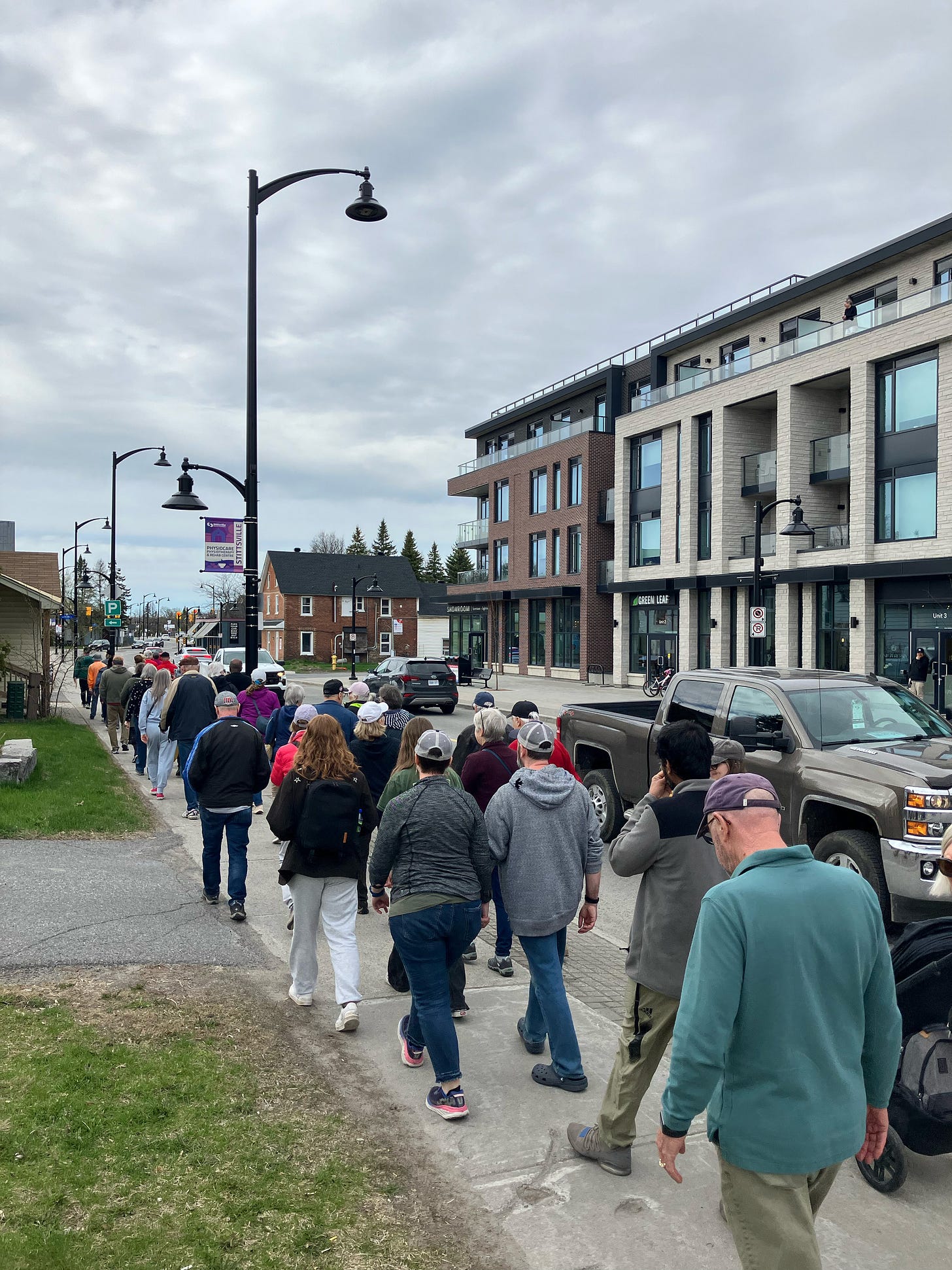 Walking across from "The Switzer" retail and apartments