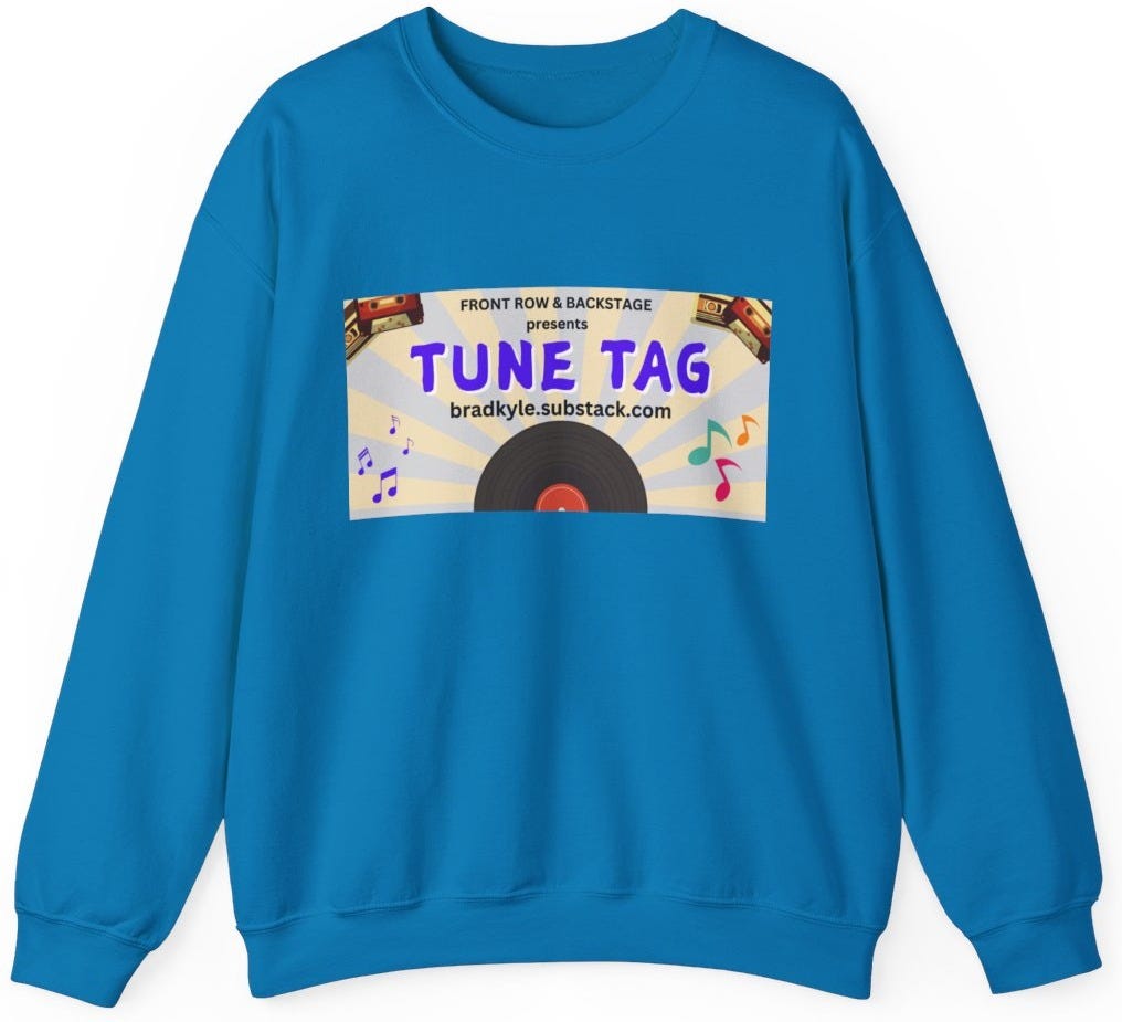 Vintage Music Themed Crewneck Sweatshirt - "TUNE TAG" product thumbnail image Vintage Music Themed Crewneck Sweatshirt - "TUNE TAG" product thumbnail image