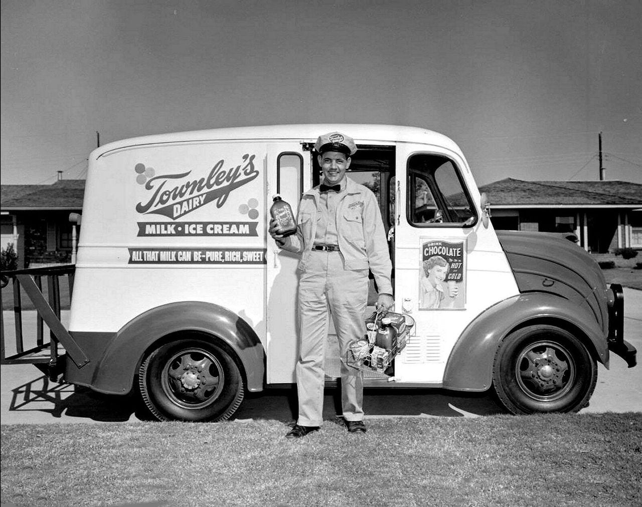 typical milk truck in the 50's