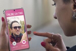 woman on a dating app