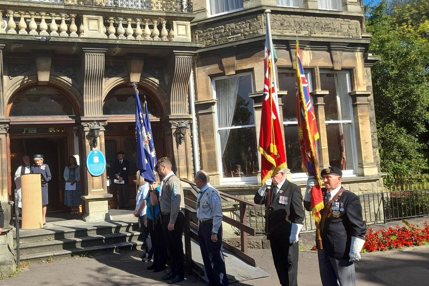 STANDARDS ON PARADE: LORD MAYORS OWN SCOUT TROOP,  MNA (WALES) - DAVID RICHARDS  AND MNA NEWPORT - PAUL VICKERS