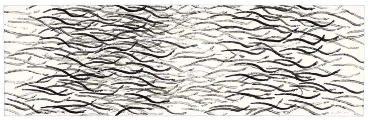 Artist James Prosek used the gyotaku inking method to depict silver eels spawning in the Sargasso Sea.