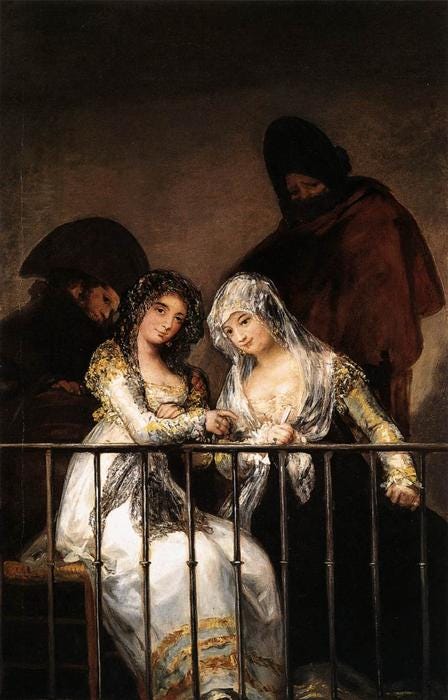 Museum Art Reproductions | Majas on a Balcony by Francisco De Goya  (1746-1828, Spain) |