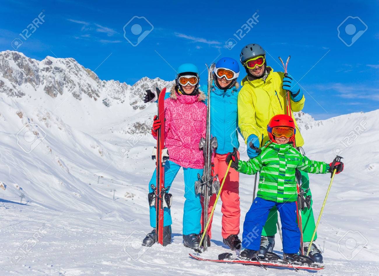 Winter Fun, Skiing - Happy Family Ski Team Stock Photo, Picture and Royalty  Free Image. Image 49758241.