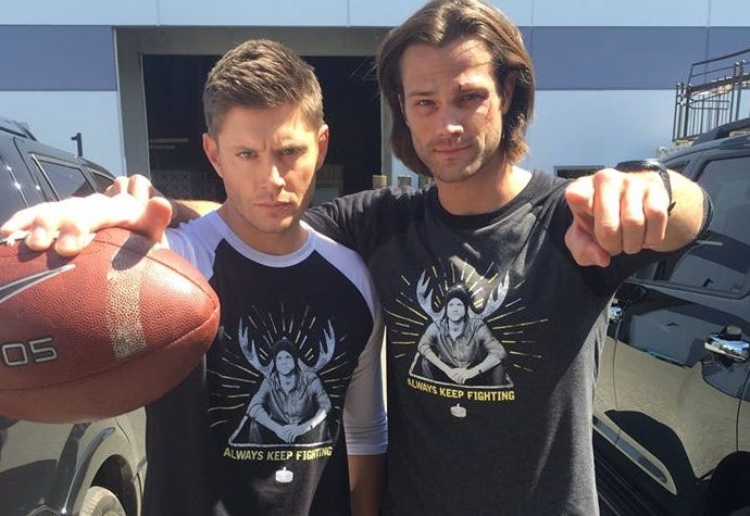 jared padalecki with jensen ackles always keep fighting