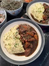 May be an image of ossobuco and shepherd's pie