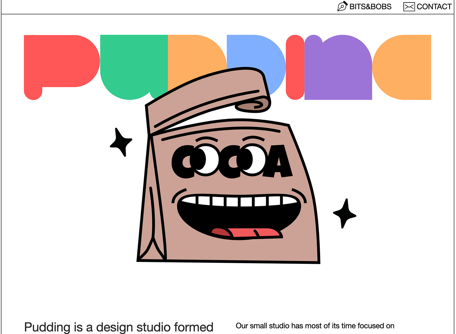 A screenshot from the Pudding Studio homepage.