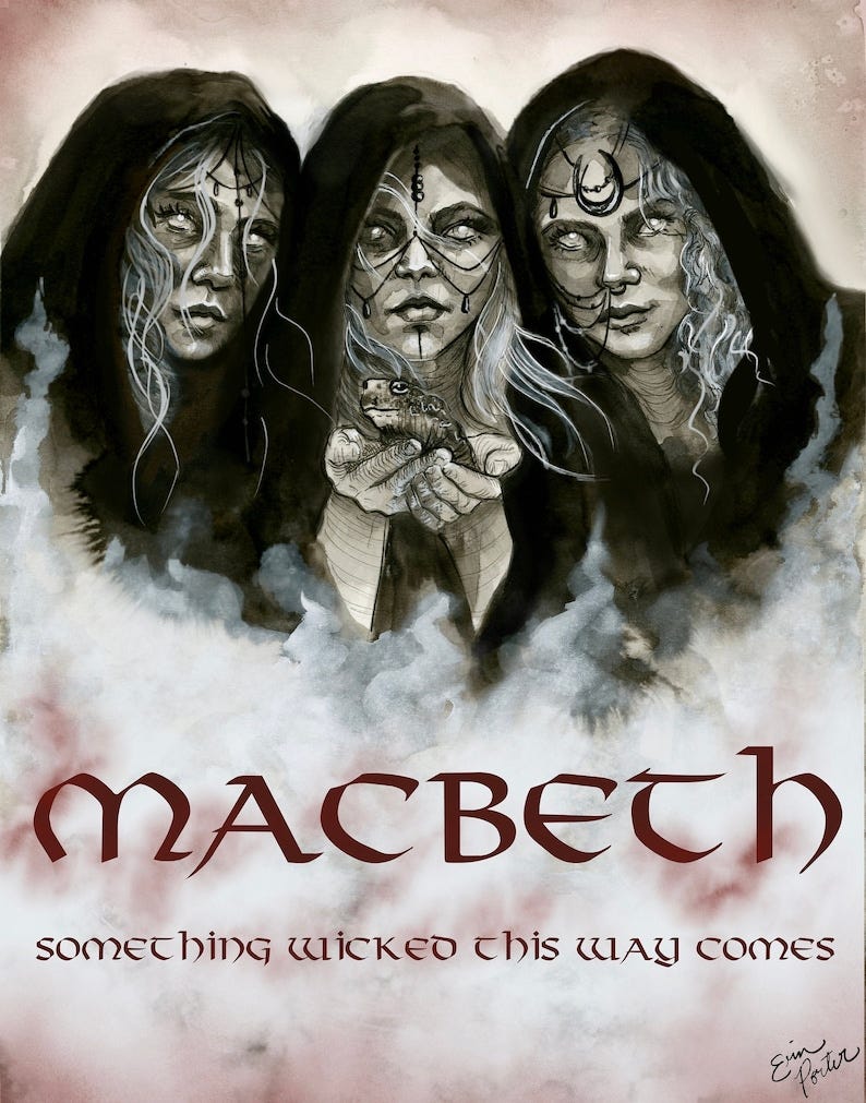 Macbeth: 3 Witches Print Shakespeare Poster english/theatre - Etsy