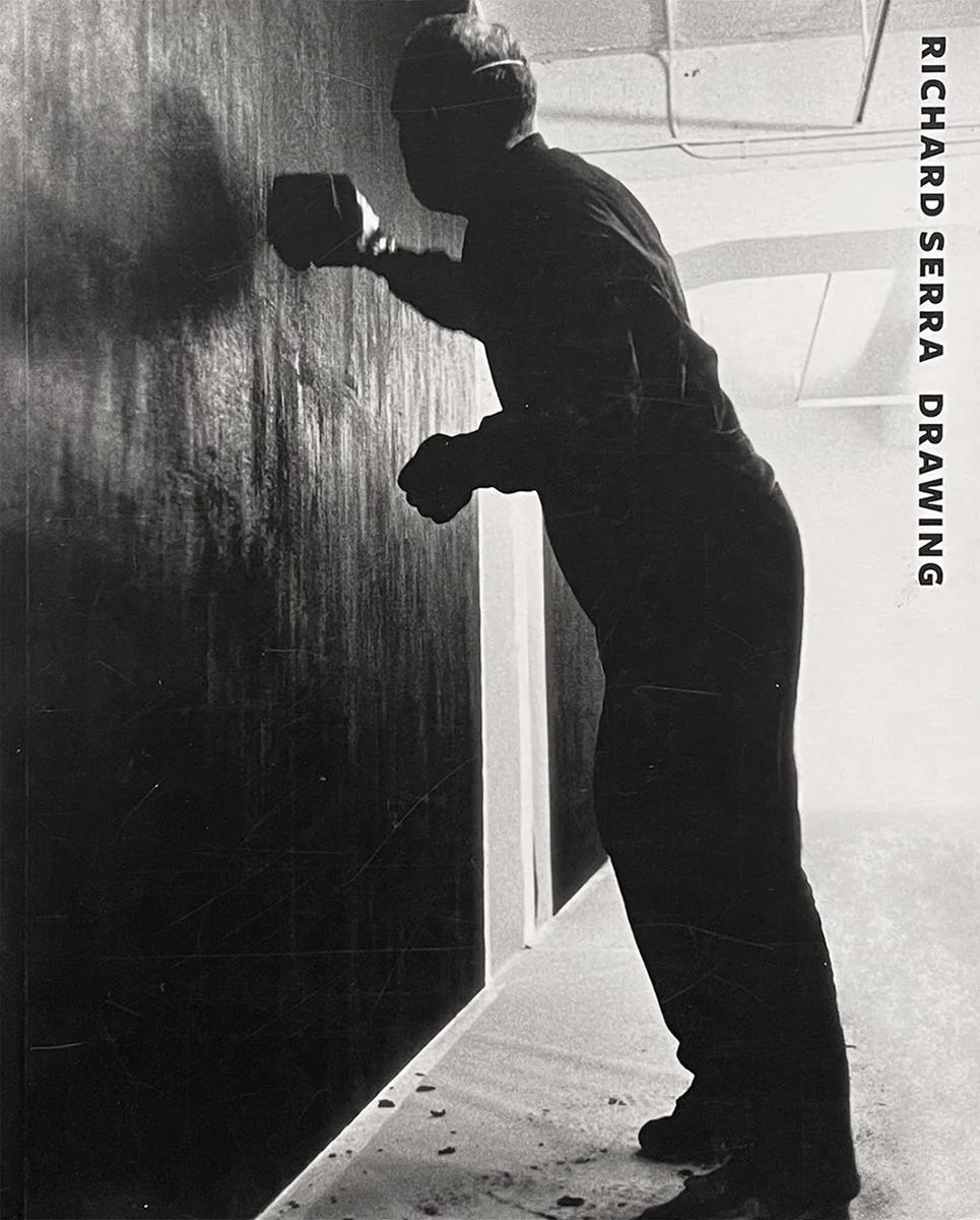 Richard Serra Drawing: A Retrospective, Edited by Gary Garrels, Bernice Rose, and Michelle White, with additional contributions by Lizzie Borden, Magdalena Dabrowski, Richard Serra, and Richard Shiff, The Menil Foundation, Houston, TX, 2011 (Internet Archive here) [Saint-Martin Bookshop, Bruxelles-Brussel. Art: © Richard Serra / ARS, New York]