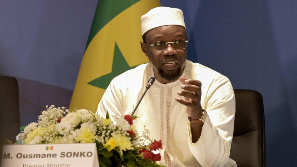 Senegal's Prime Minister Ousmane Sonko during a press conference, in Dakar, on 26 September 2024. 