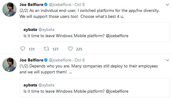 joe belfiore twitter 1 microsoft phone problems