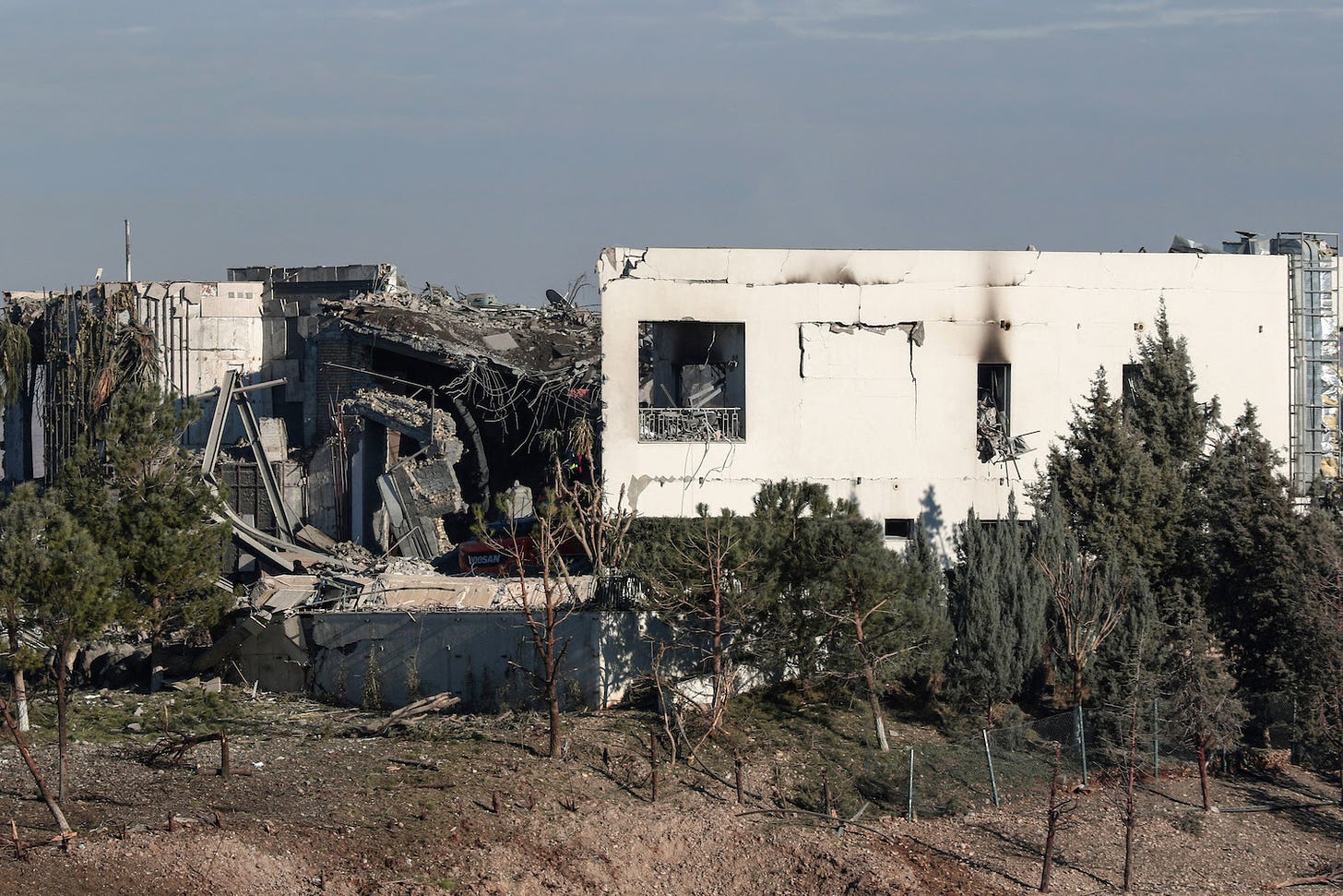 A building damaged by an Iranian missile strike is seen in Kurdistan.