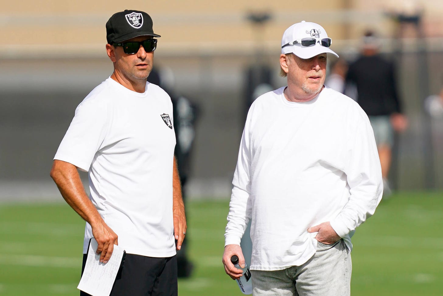 General Manager Dave Ziegler and owner Mark Davis of the Las Vegas Raiders